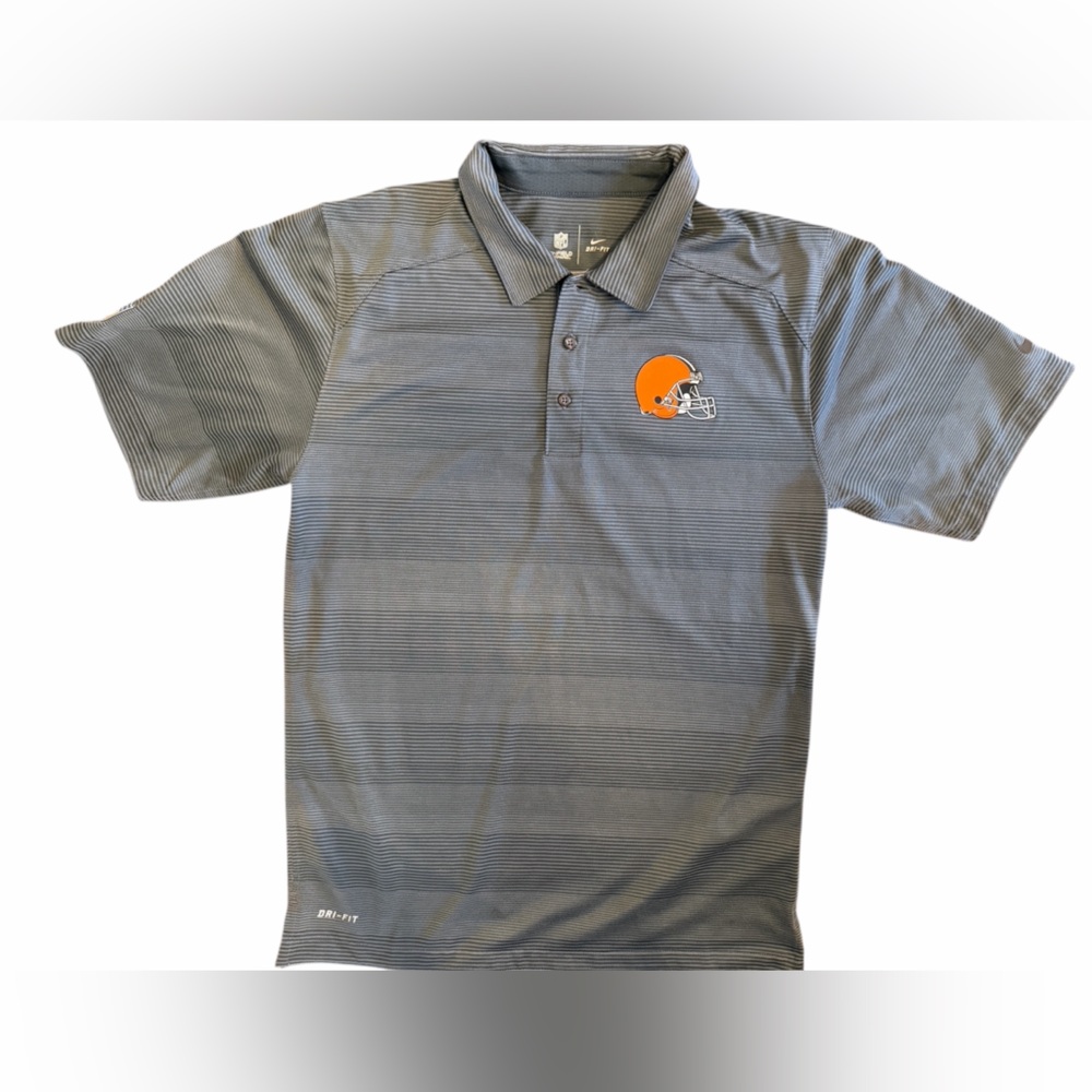 Nike NFL OnField Apparel Cleveland Browns Polo Men’s Small Gray Striped